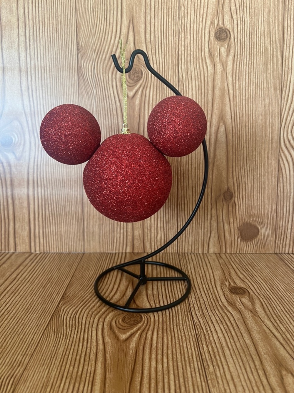 Handmade Disney Inspired Classic Mickey Mouse Red XL Glitter Icon Ornament